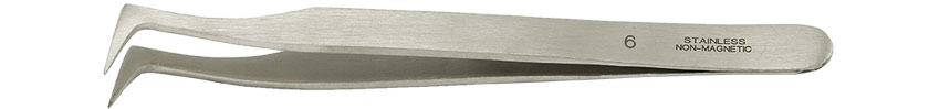 Value-Tec 6.NM general purpose tweezers, style 6, fully bent short tips, non-magnetic stainless steel